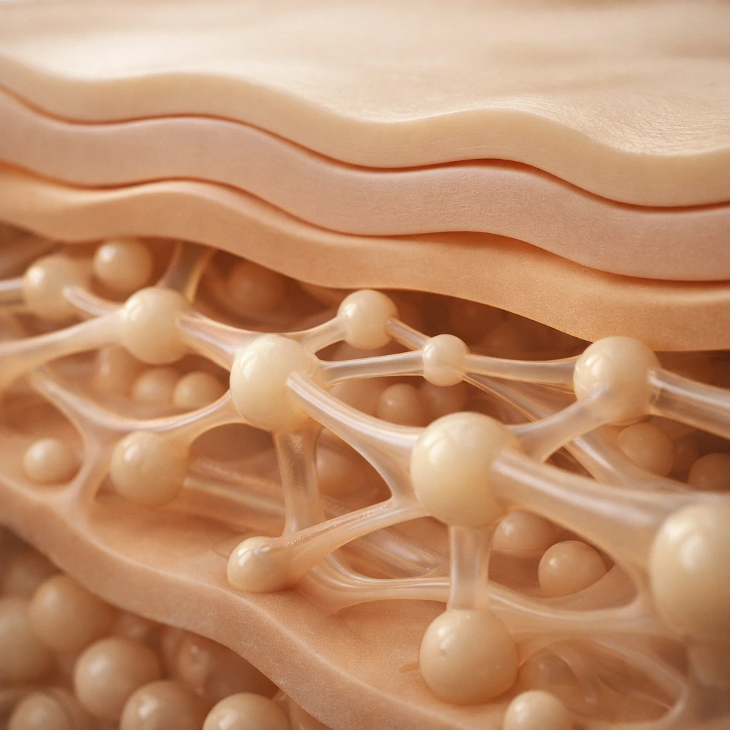 Abstract representation of skin layers and collagen structure