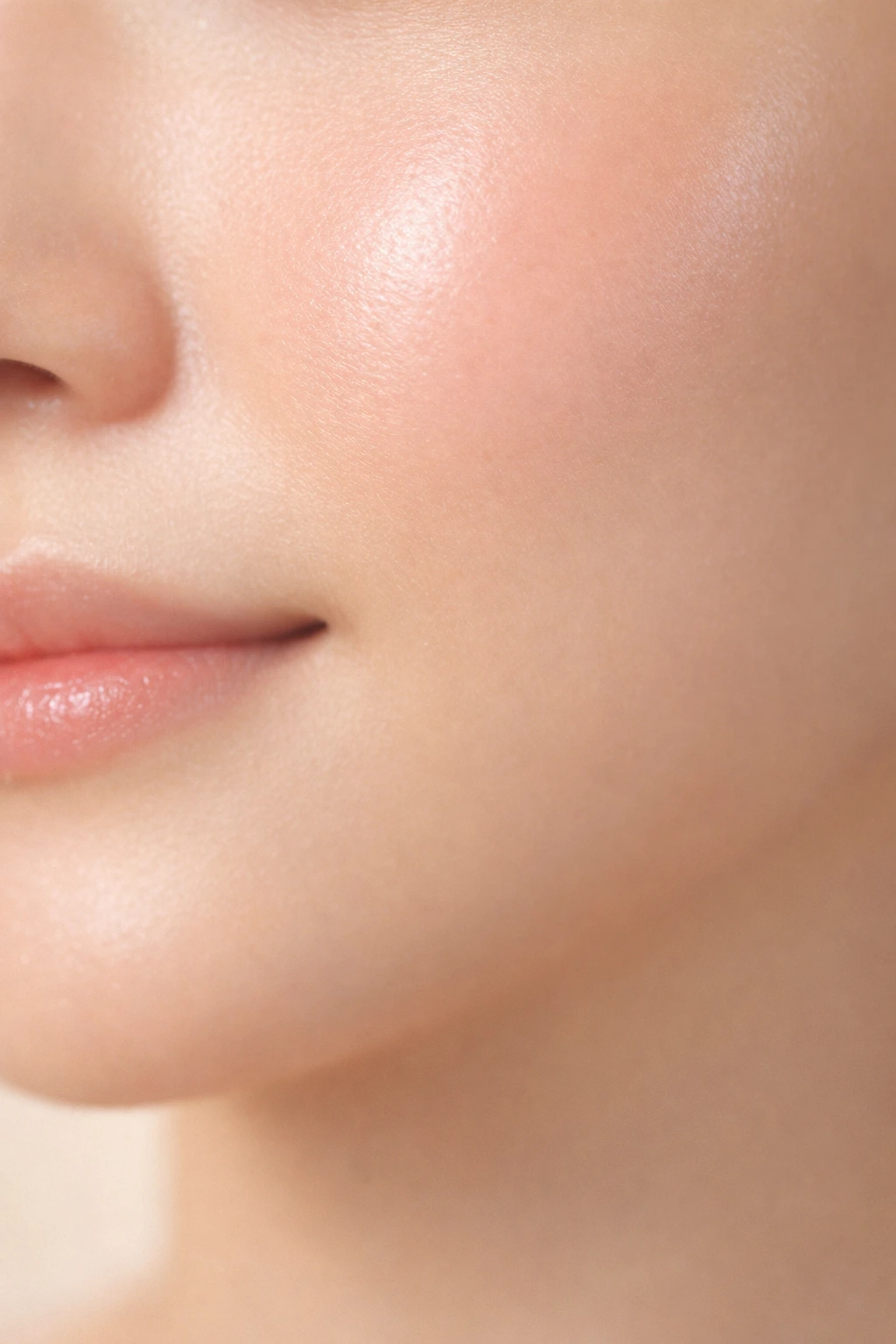 Close up of healthy, glowing natural skin showing refined pores