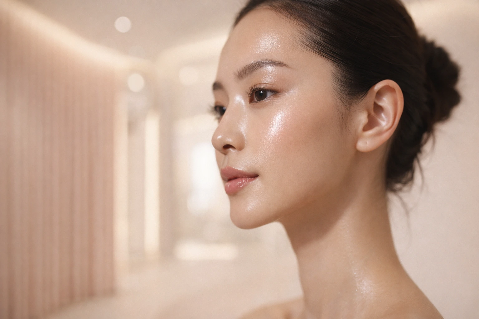 Clean aesthetic skin close up in a professional dermatology clinic