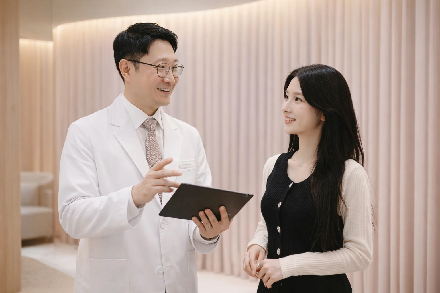 Professional skincare consultant discussing treatment plans