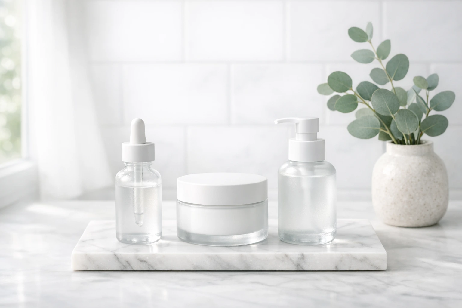 Rutina de skincare minimalista con productos