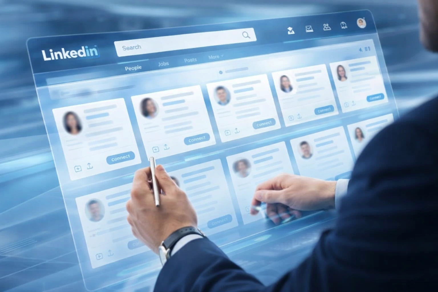 Abstract interface of LinkedIn search and networking