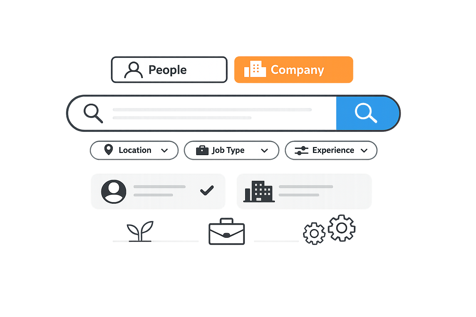 LinkedIn search filters interface illustration