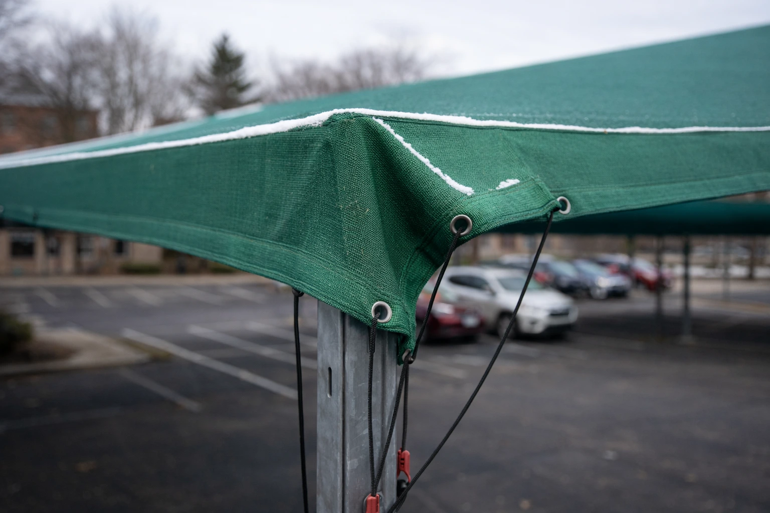 Commercial shade structure over a parking lot