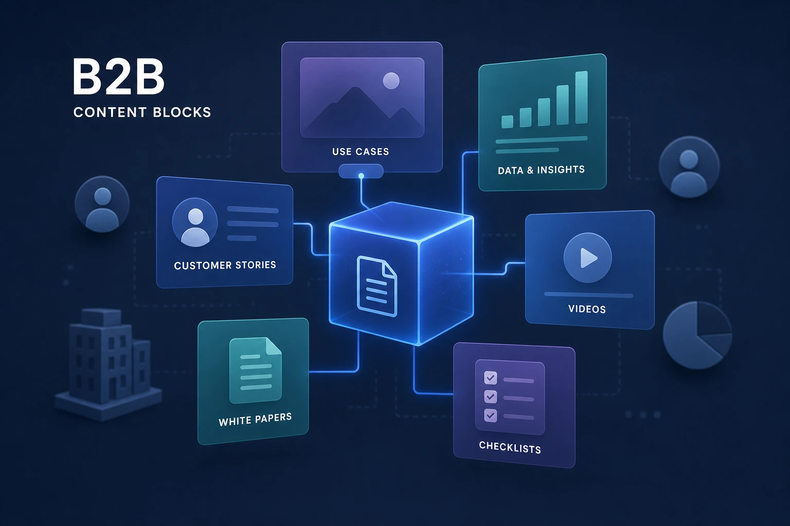 flat vector illustration of a business case study summary block, neutral background