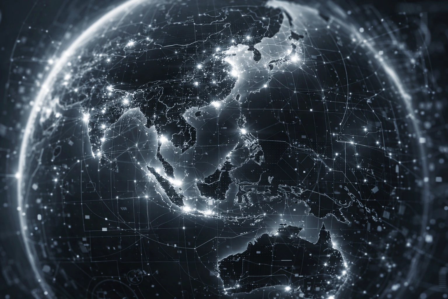 Global network data visualization Asia Pacific map