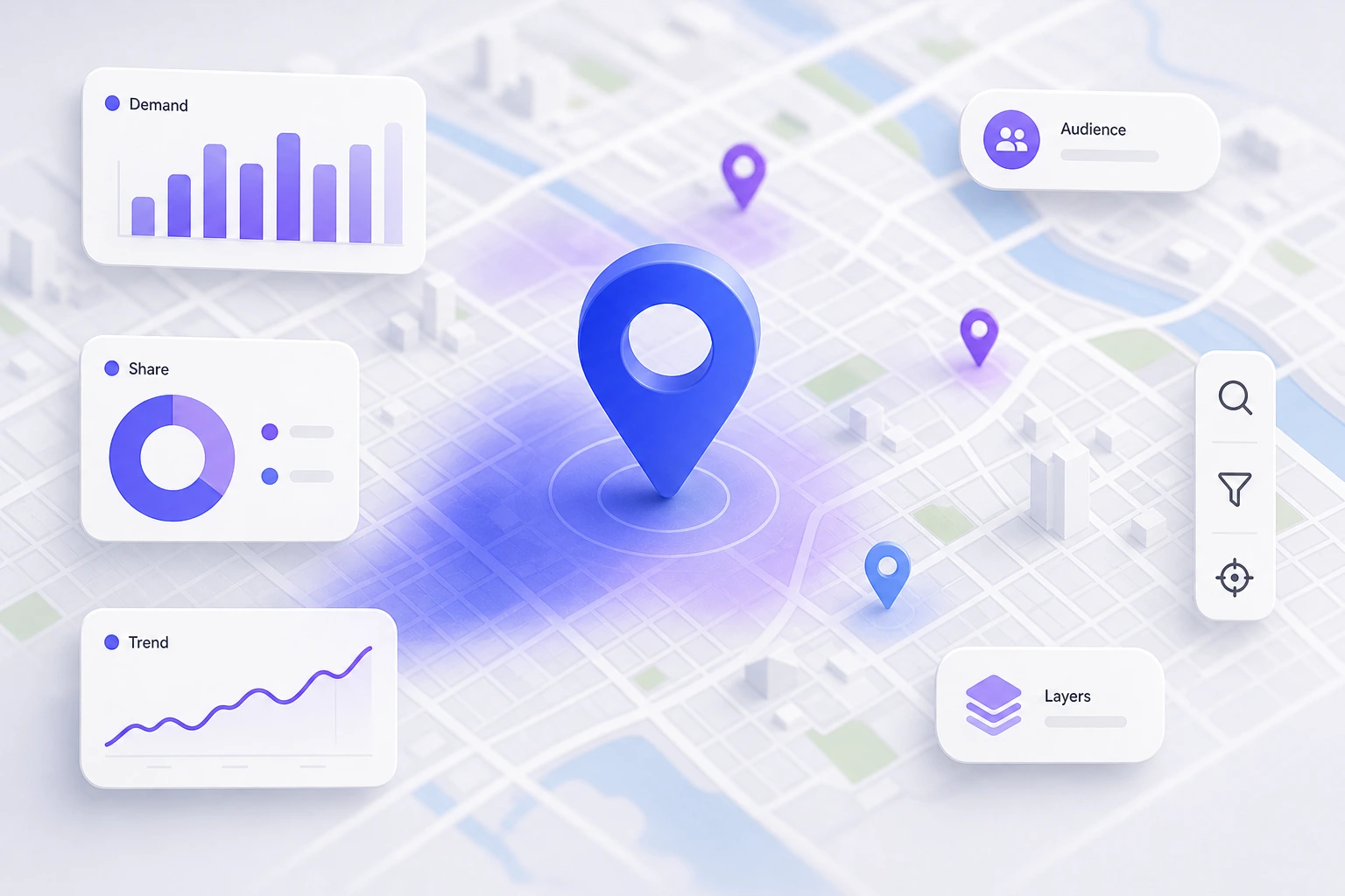 dashboard showing AI search visibility metrics and brand citations across multiple LLMs, clean modern UI, professional