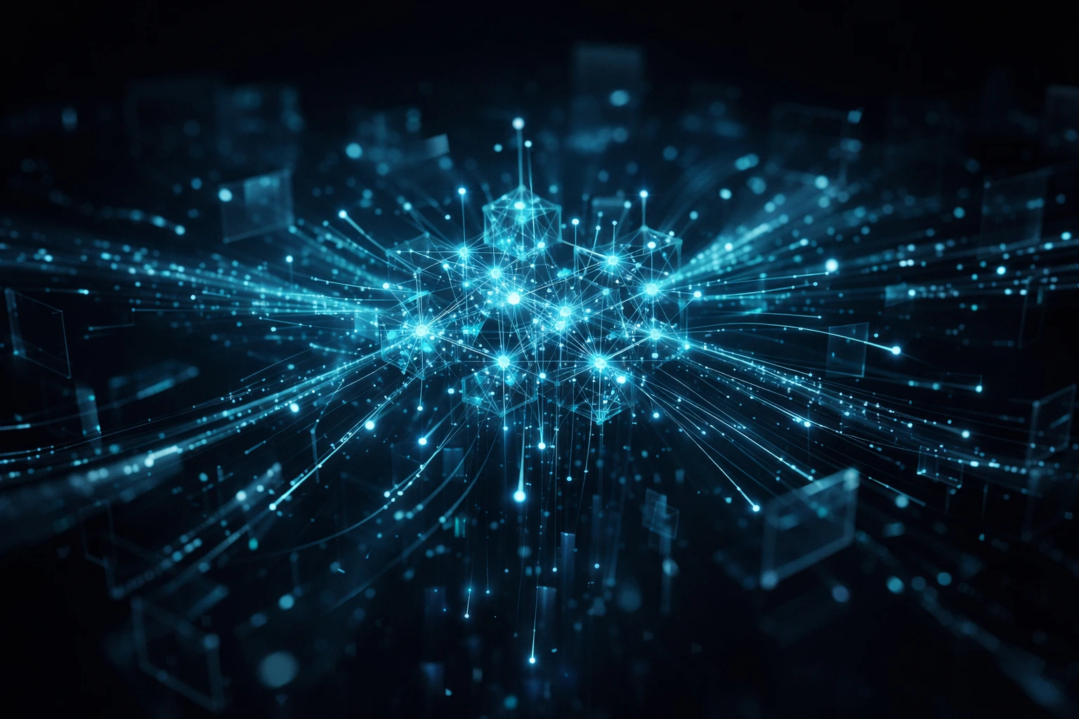 AI数据同步与B2B技术平台抽象图