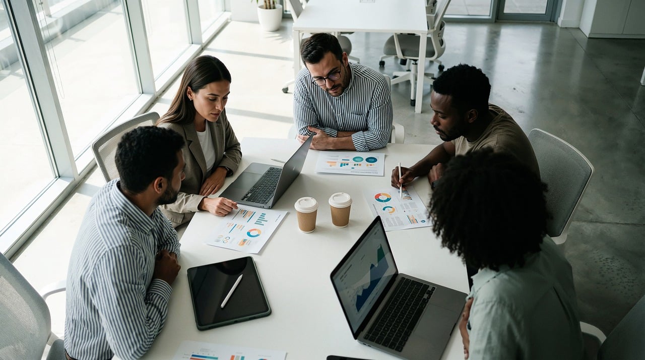 B2B marketing team analyzing generative engine optimization data