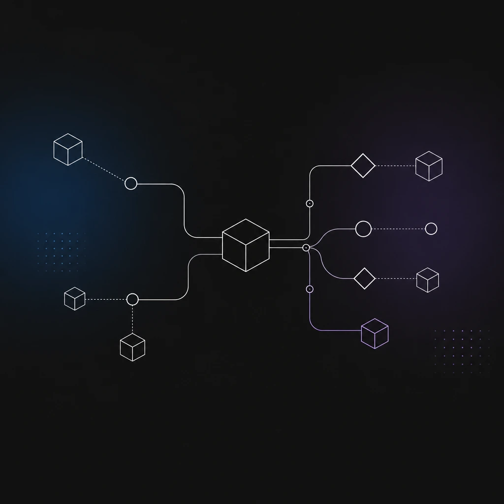 Abstract technical diagram representing structured data and JSON-LD in a Next.js application