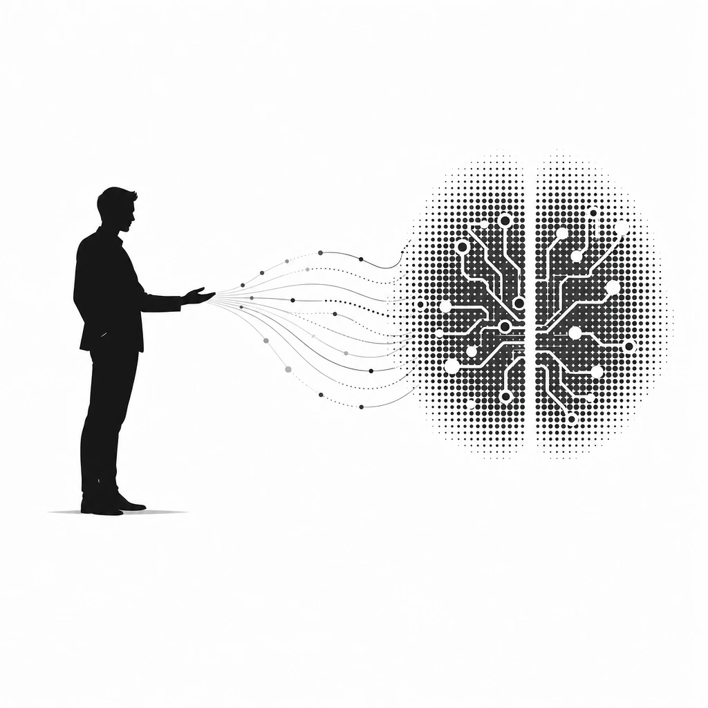 Illustration of a brand controlling its data output to AI models
