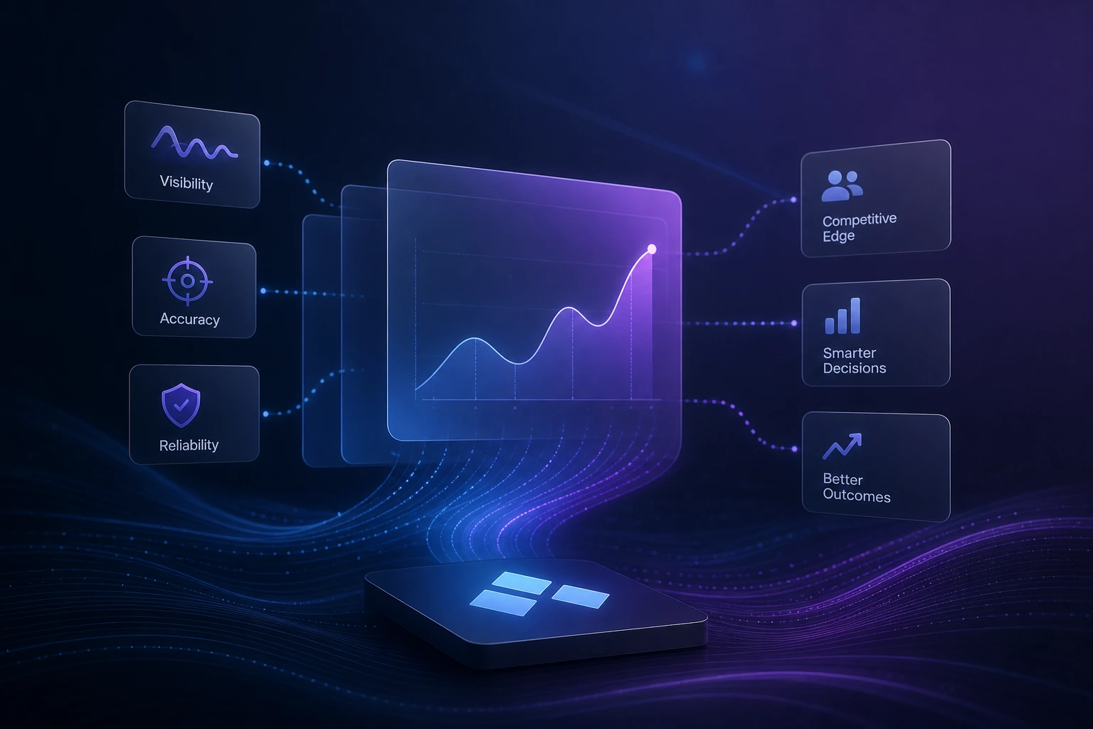 flat vector illustration of a pie chart and bar graphs comparing brand visibility, neutral background