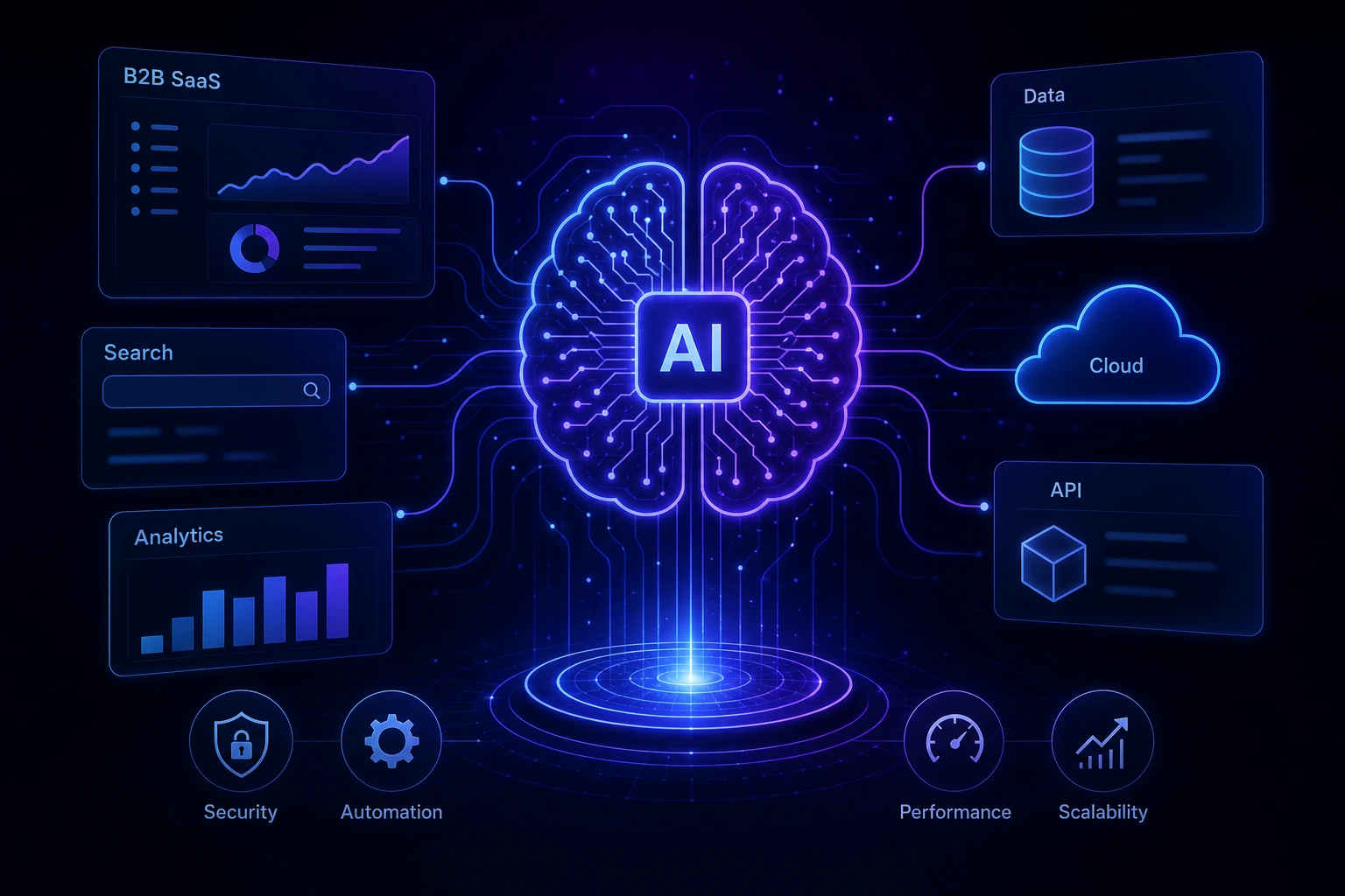 flat vector illustration of a network connecting different AI models, neutral background