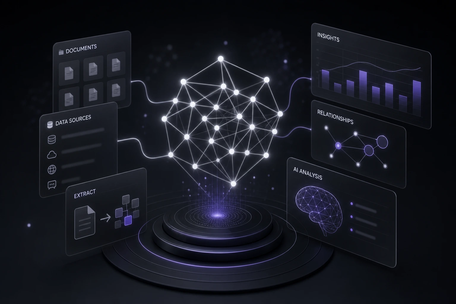 abstract visualization of a document with highlighted top section and glowing connection nodes, professional corporate style