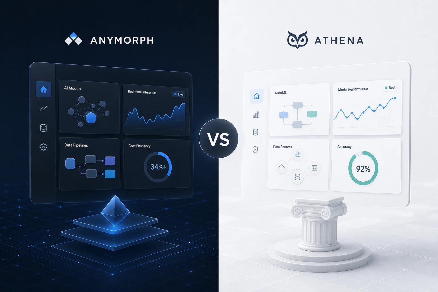 dashboard showing comparison metrics between two platforms, clean UI, professional