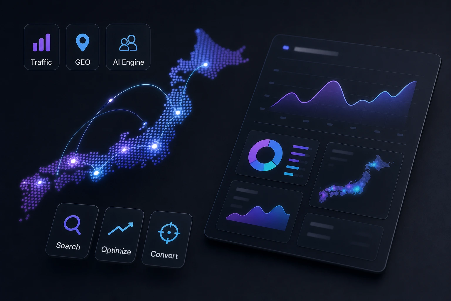 dashboard showing comparison of four different analytics platforms with charts and metrics, clean modern UI