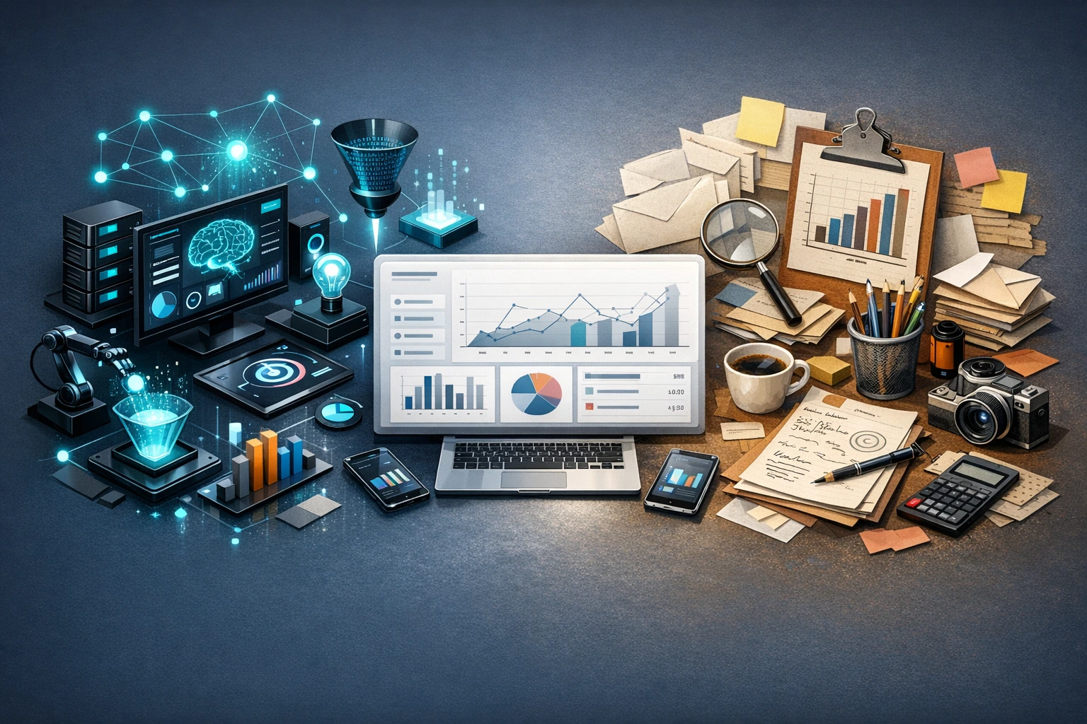 AI marketing vs traditional agency comparison dashboard