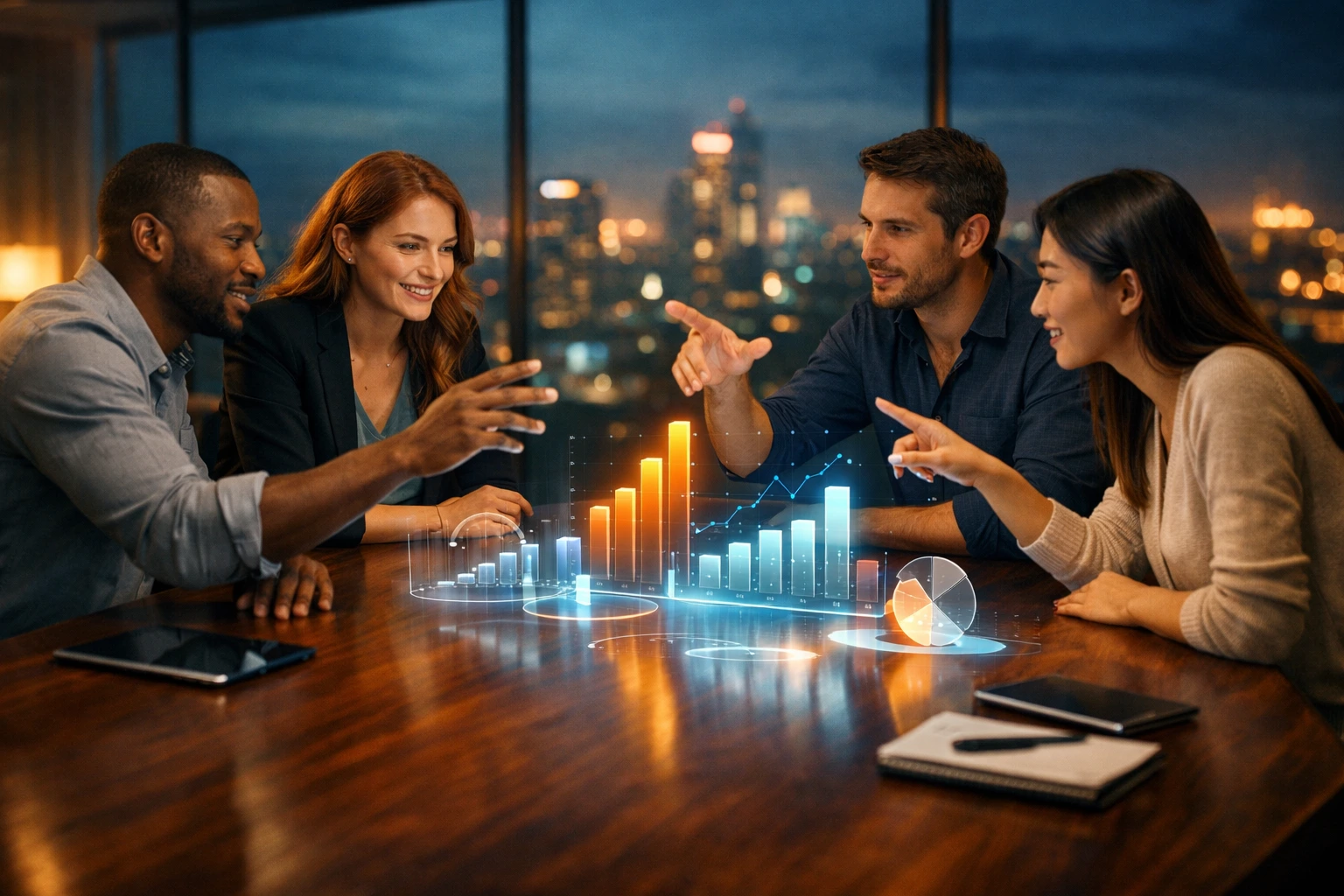 Agency team reviewing automated performance reports