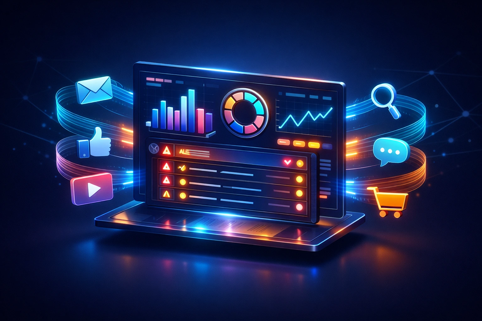 AI marketing dashboard with automated alerts and cross-channel data