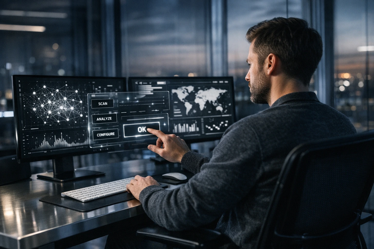 Media buyer working efficiently with AI automation