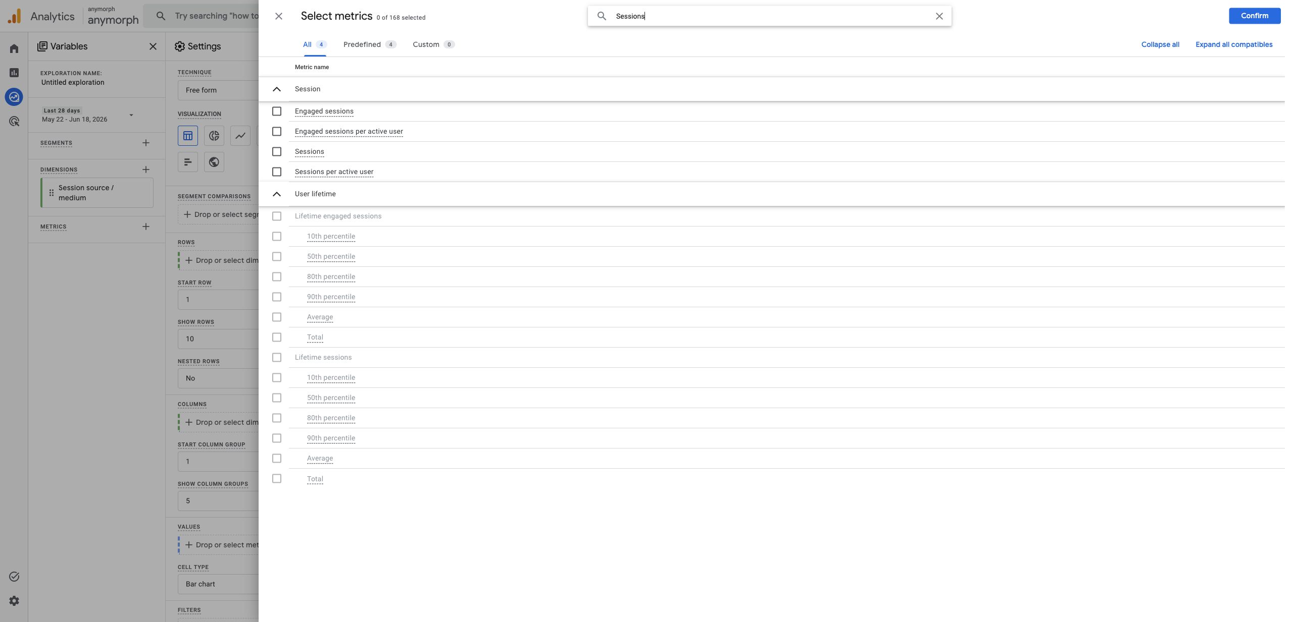 Search result for Sessions metric