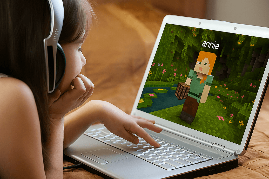 Child learning English online comfortably