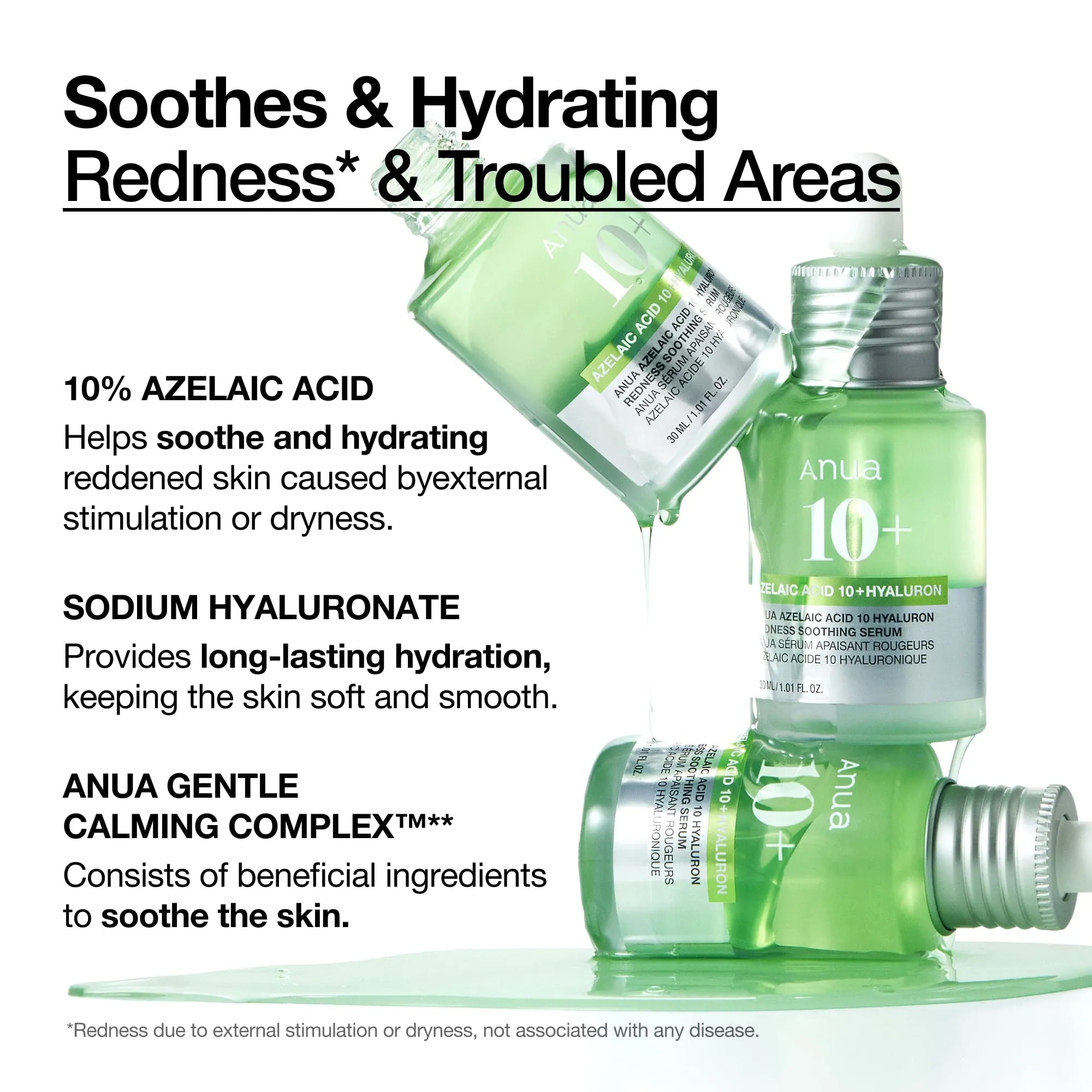 Azelaic acid 10% serum ingredient and redness support details