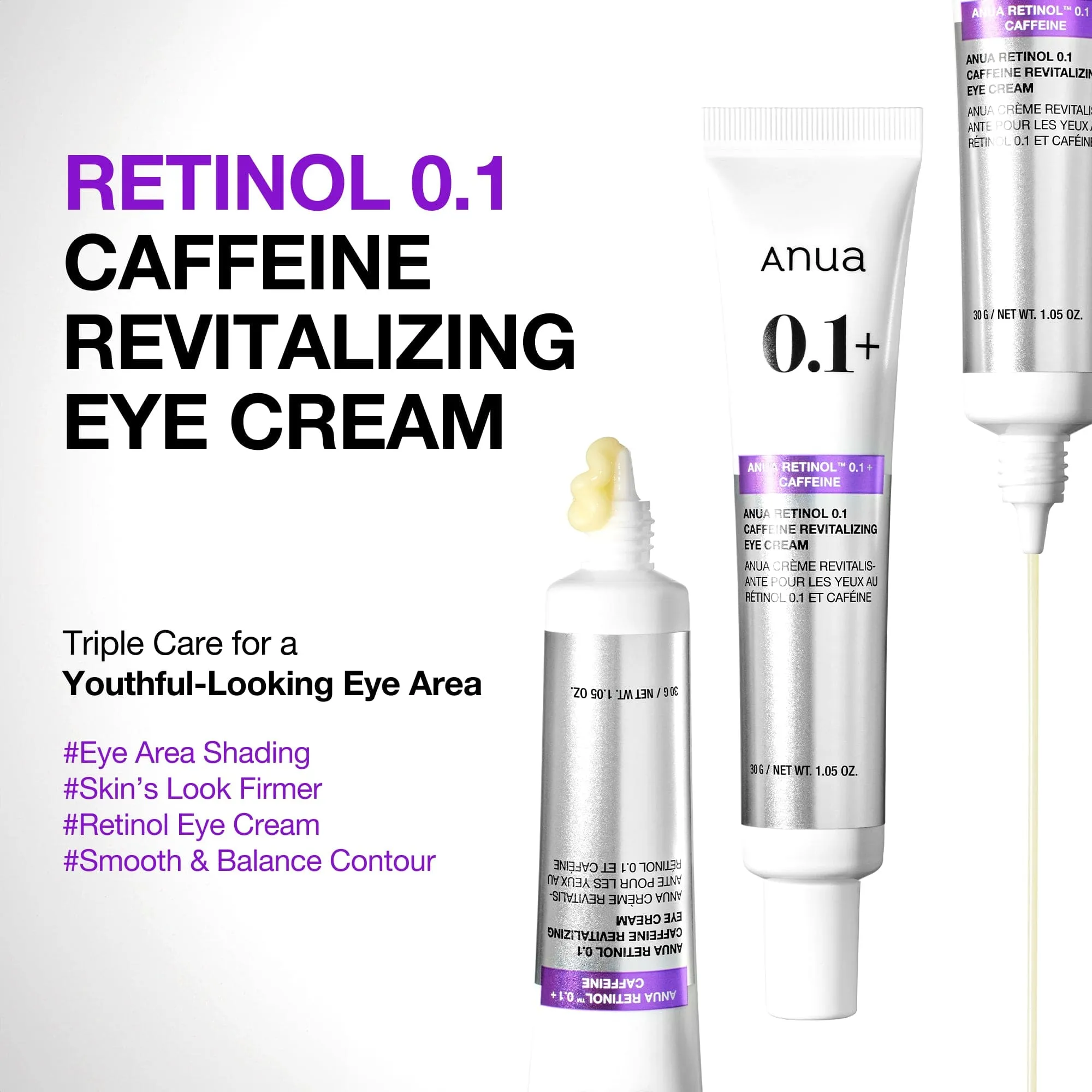 Retinol 0.1 Caffeine Revitalizing Eye Cream for youthful-looking eye area care