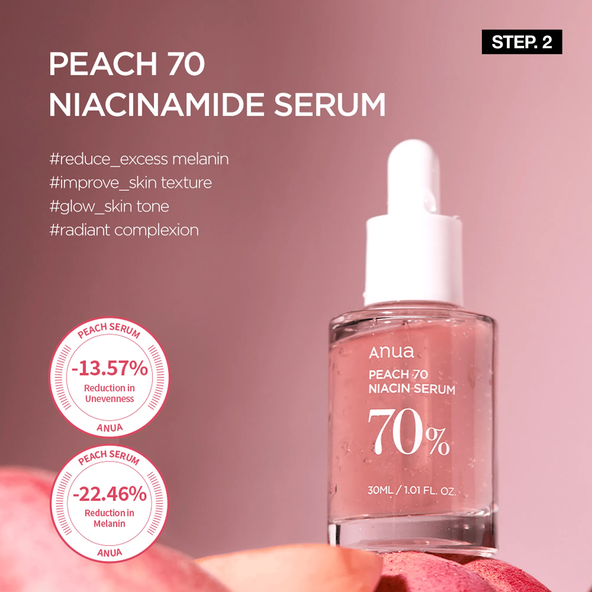 Peach Brightening Set serum step for uneven tone and radiant complexion