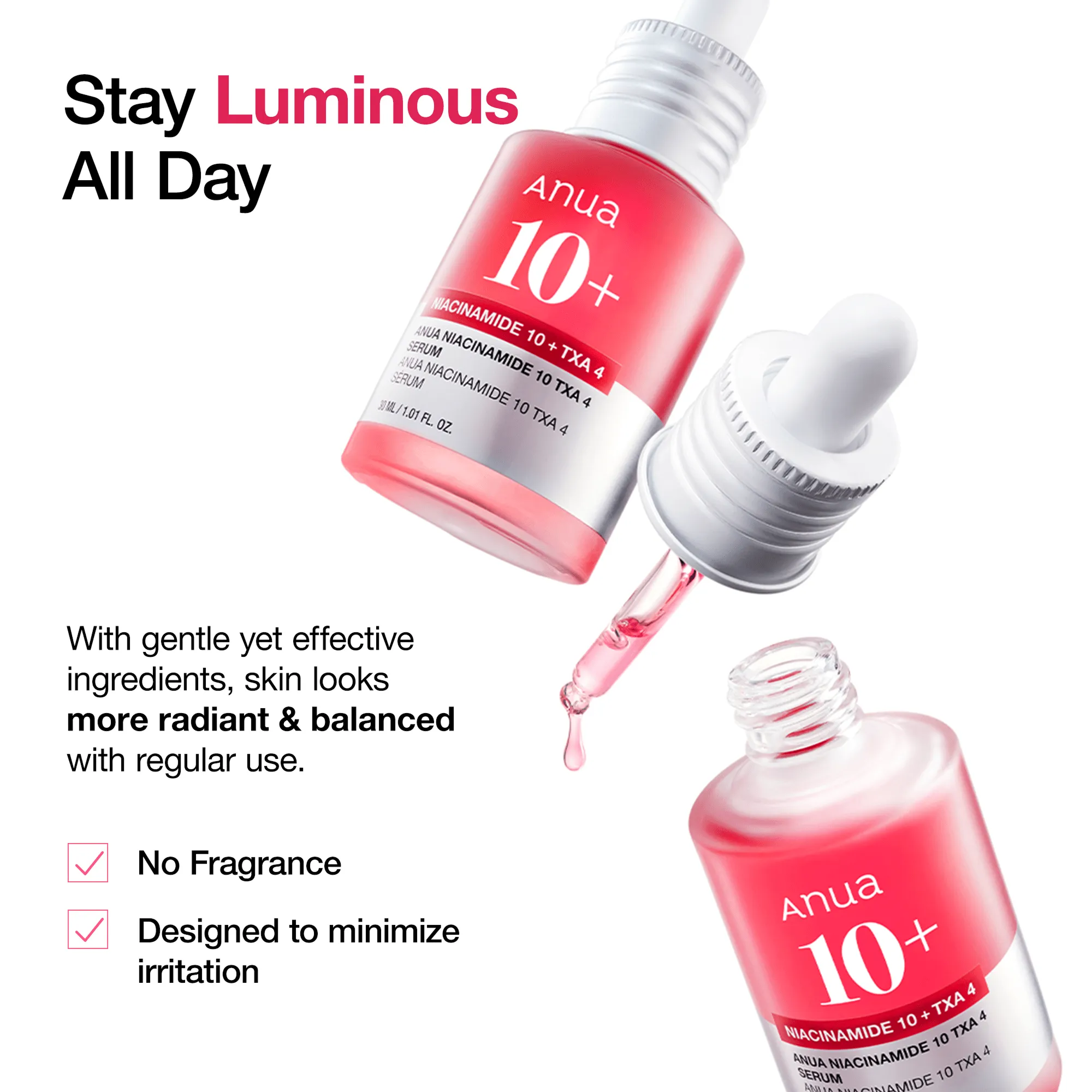 Niacinamide TXA Serum packaging and positioning