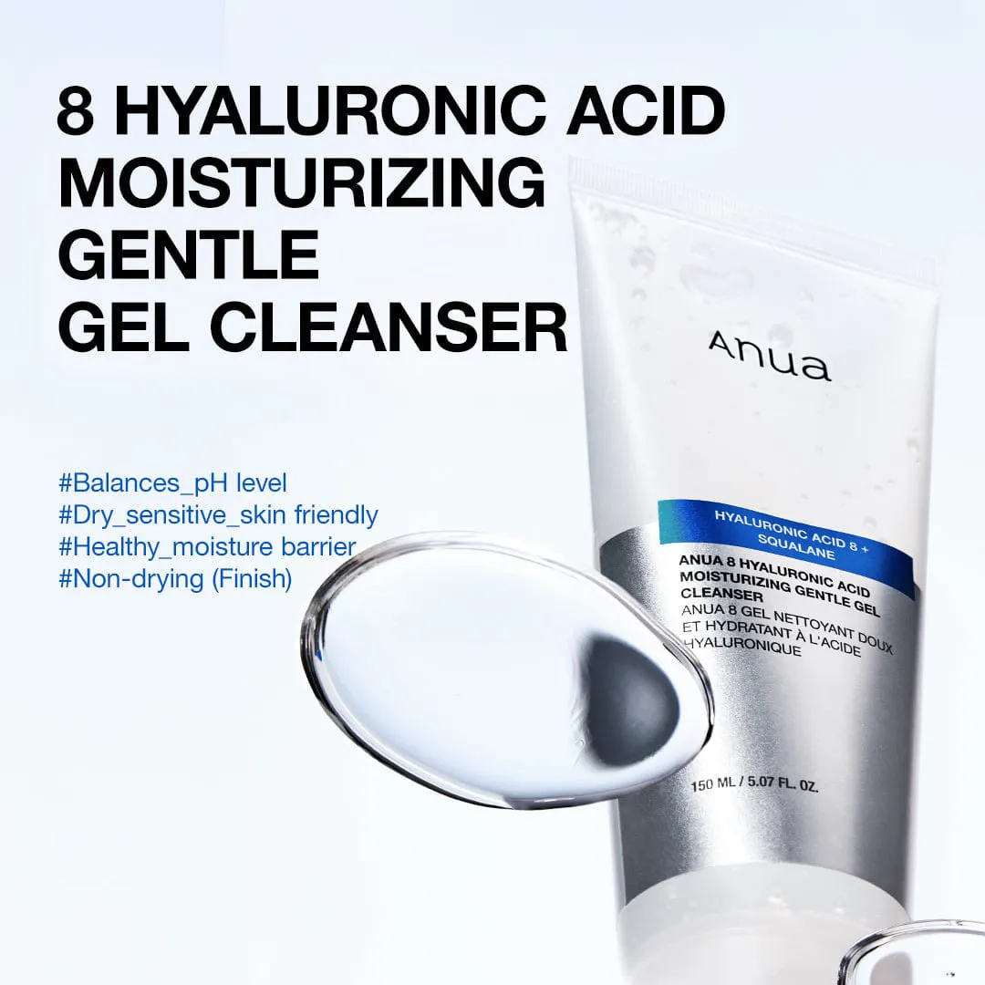 Anua 8 Hyaluronic Acid Moisturizing Gentle Gel Cleanser product benefits for sensitive skin