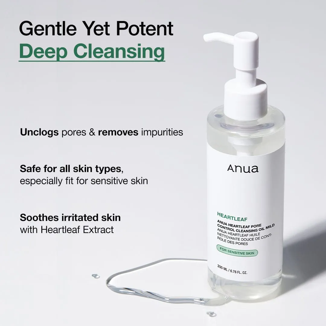 Heartleaf Pore Cleansing Oil Mild product detail showing deep cleansing for sensitive skin
